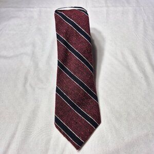 Cremieux Slim Neck Tie Mens Striped Silk blend Made In Italy Burgundy